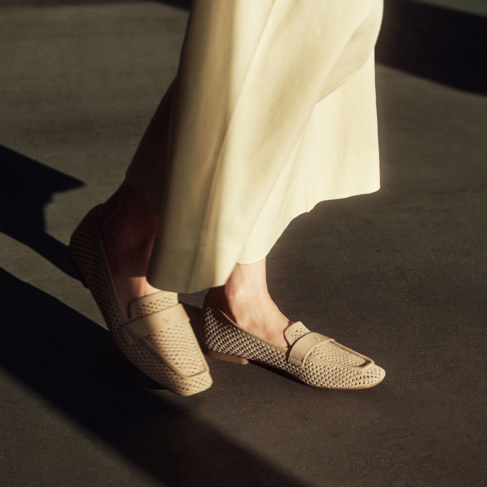 Vivaia Silvie Square Toe Icon Breathable Arch Comfort Loafers Nude Peach Mesh 6